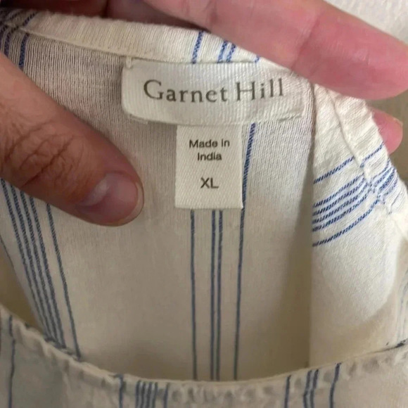 Garnet Hill White with Blue Stripe Organic Cotton Jumpsuit Size XL - Picture 4 of 11